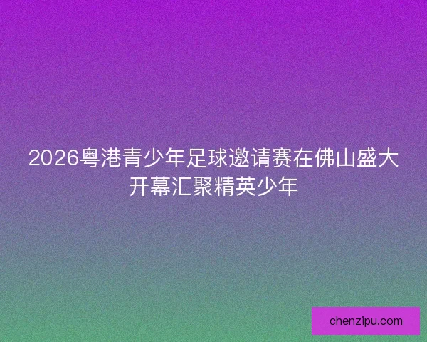 2026粤港青少年足球邀请赛在佛山盛大开幕汇聚精英少年