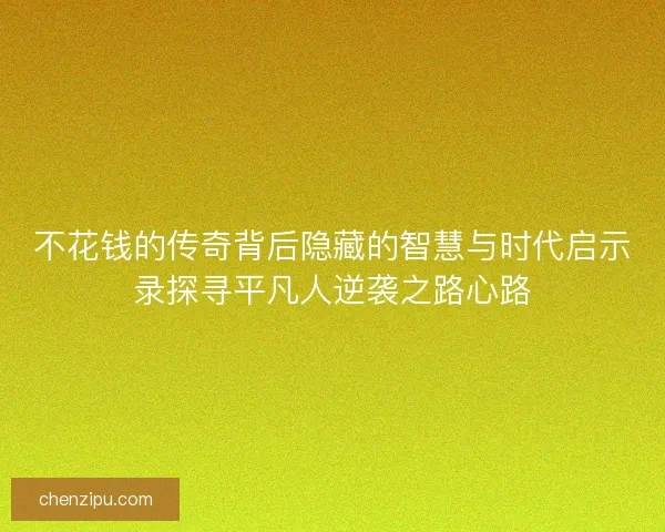 不花钱的传奇背后隐藏的智慧与时代启示录探寻平凡人逆袭之路心路