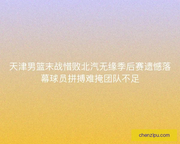 天津男篮末战惜败北汽无缘季后赛遗憾落幕球员拼搏难掩团队不足