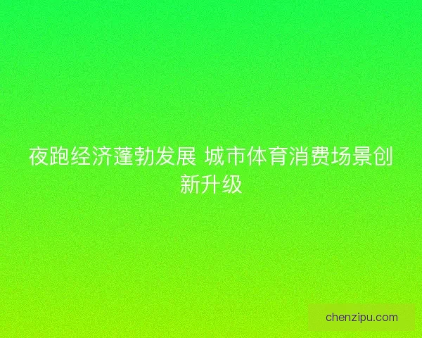 夜跑经济蓬勃发展 城市体育消费场景创新升级