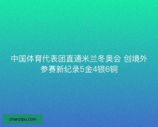 中国体育代表团直通米兰冬奥会 创境外参赛新纪录5金4银6铜 中国体育代表团直通米兰冬奥会 创境外参赛新纪录5金4银6铜