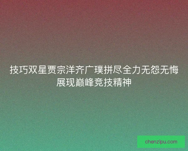 技巧双星贾宗洋齐广璞拼尽全力无怨无悔展现巅峰竞技精神 技巧双星贾宗洋齐广璞拼尽全力无怨无悔展现巅峰竞技精神