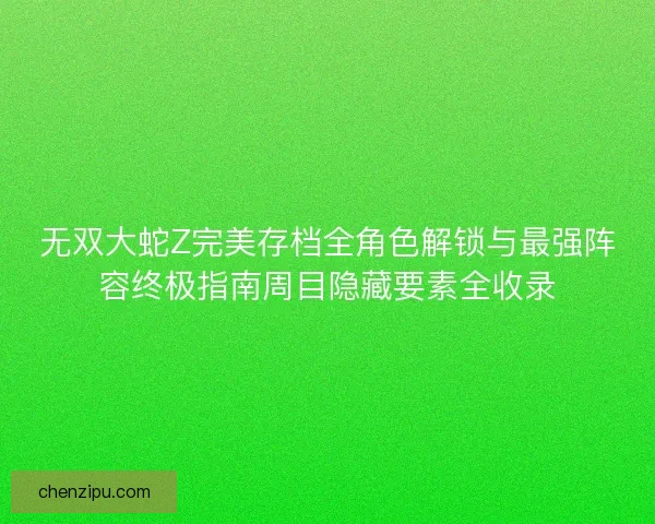 无双大蛇Z完美存档全角色解锁与最强阵容终极指南周目隐藏要素全收录 无双大蛇Z完美存档全角色解锁与最强阵容终极指南周目隐藏要素全收录